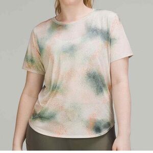 Lululemon high neck Run and Train cream grey orange size 4 short sleeve tshirt